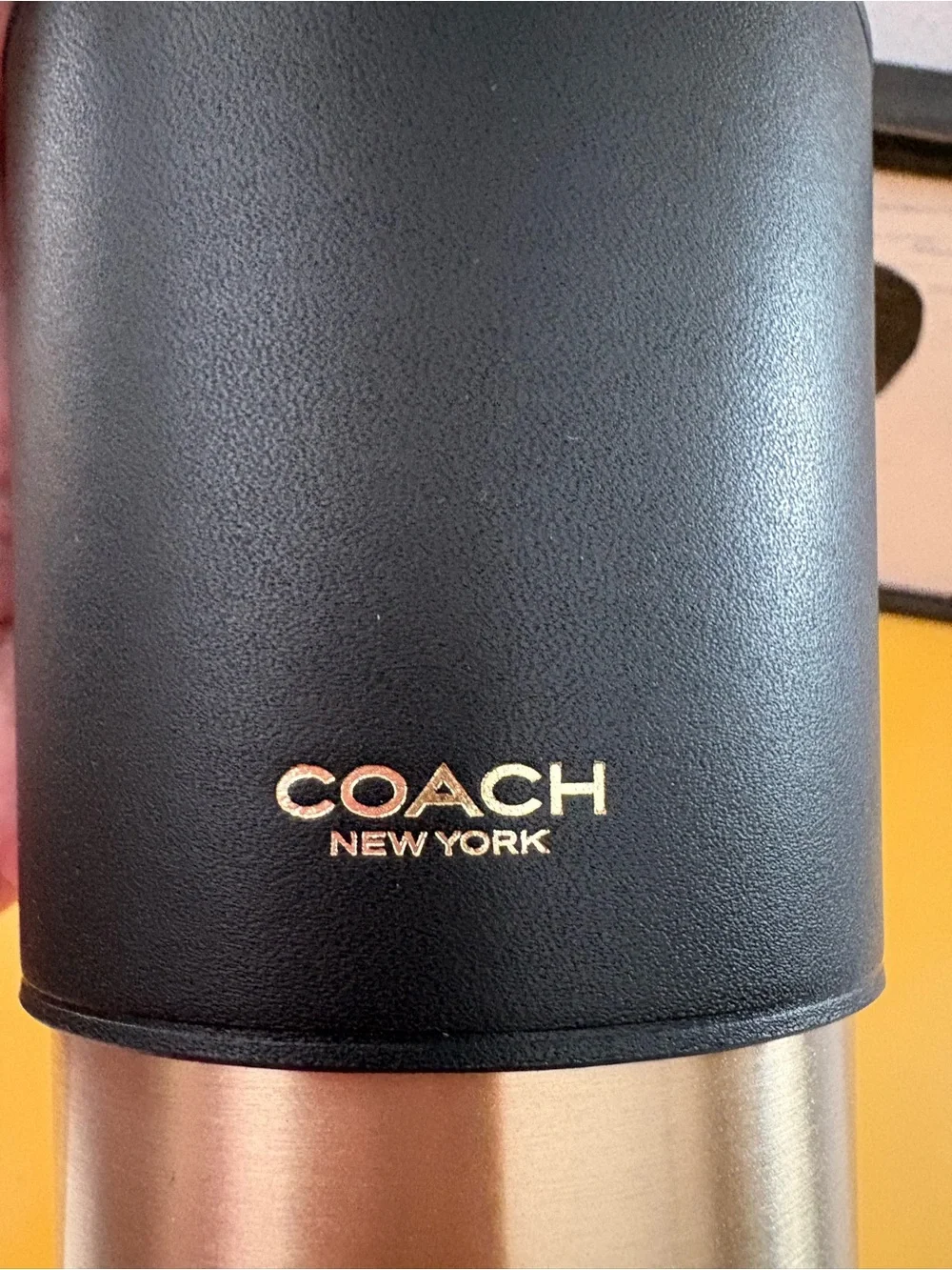 Coach Gold-Tone Cocktail Shaker with Black Sleeve